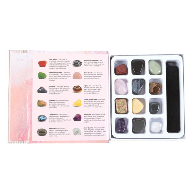A Little Book of Crystal Healing, 12 Trommelstenen Geschenkset