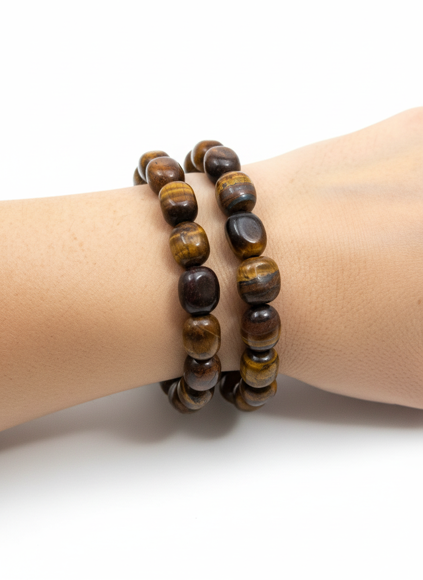 Tijgeroog trommelsteen armband 9mm