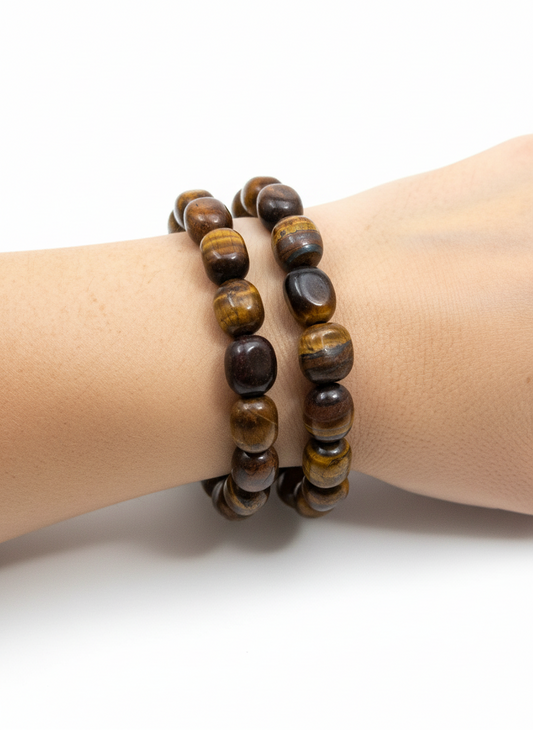 Tijgeroog trommelsteen armband 9mm