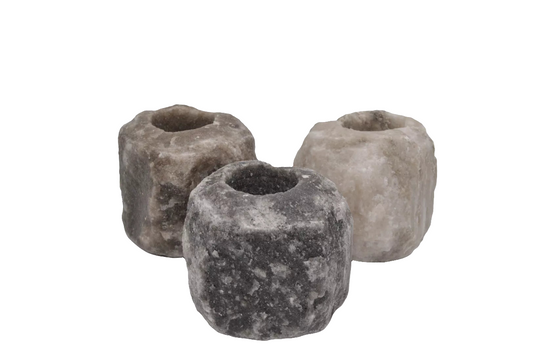 Himalayazout Waxinehouder grijs