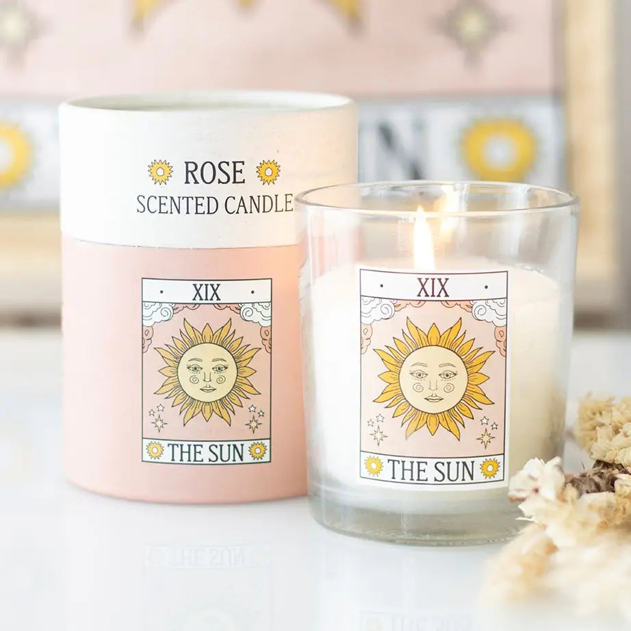Tarot The Sun Geurkaars Roos
