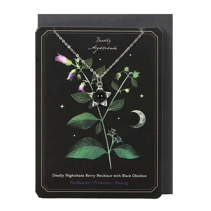 Obsidiaan Deadly Nightshade Ketting met Wenskaart