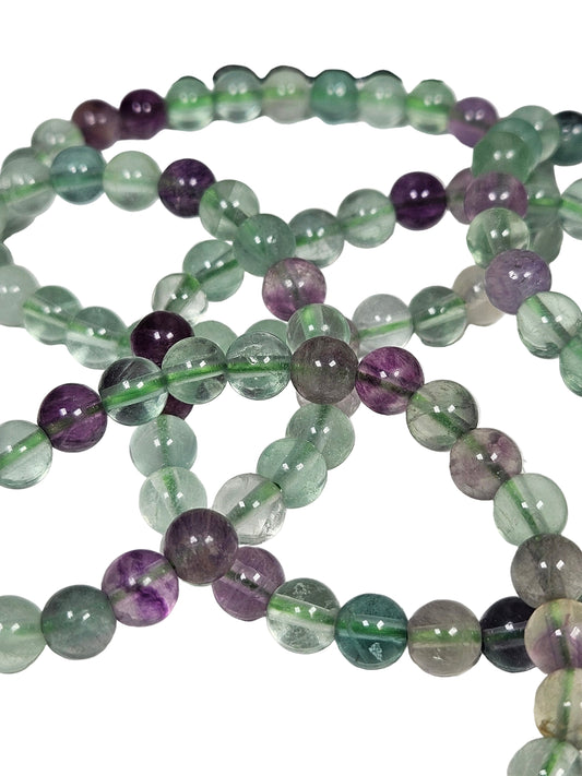 Groen/Paarse Fluoriet armband 6mm