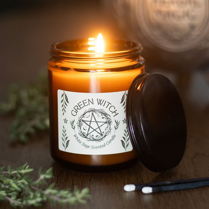 Green Witch Geurkaars Witte Salie