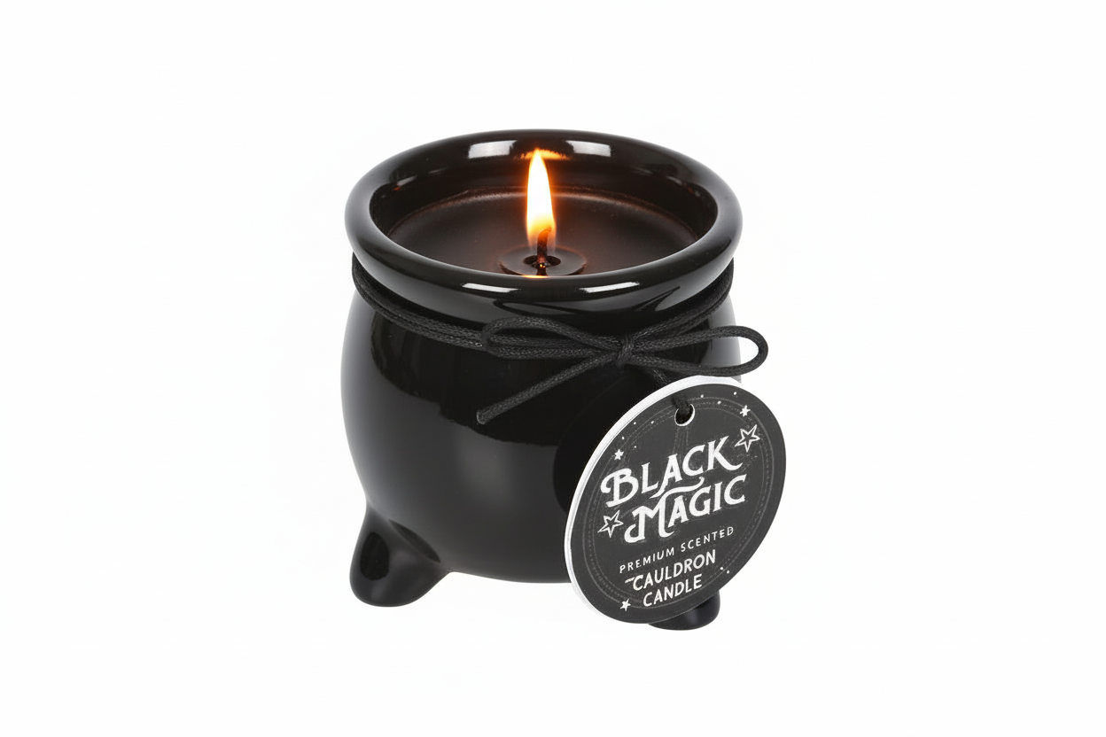 Heksenketel Geurkaars Zwart - Bescherming (Zwarte Opium en Mirre)
