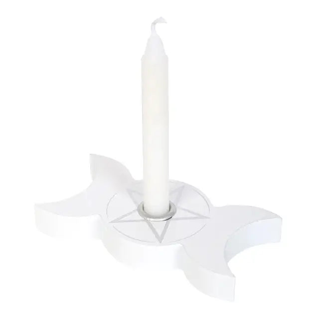 Spell Candle Houder Triple Moon Wit