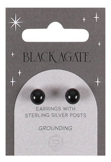 Zwarte agaat sterling zilver oorknopjes