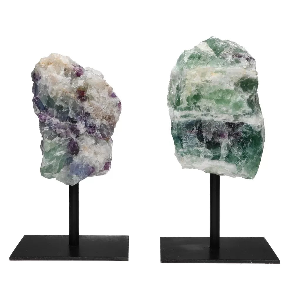 Rohfluorite auf Ständer
