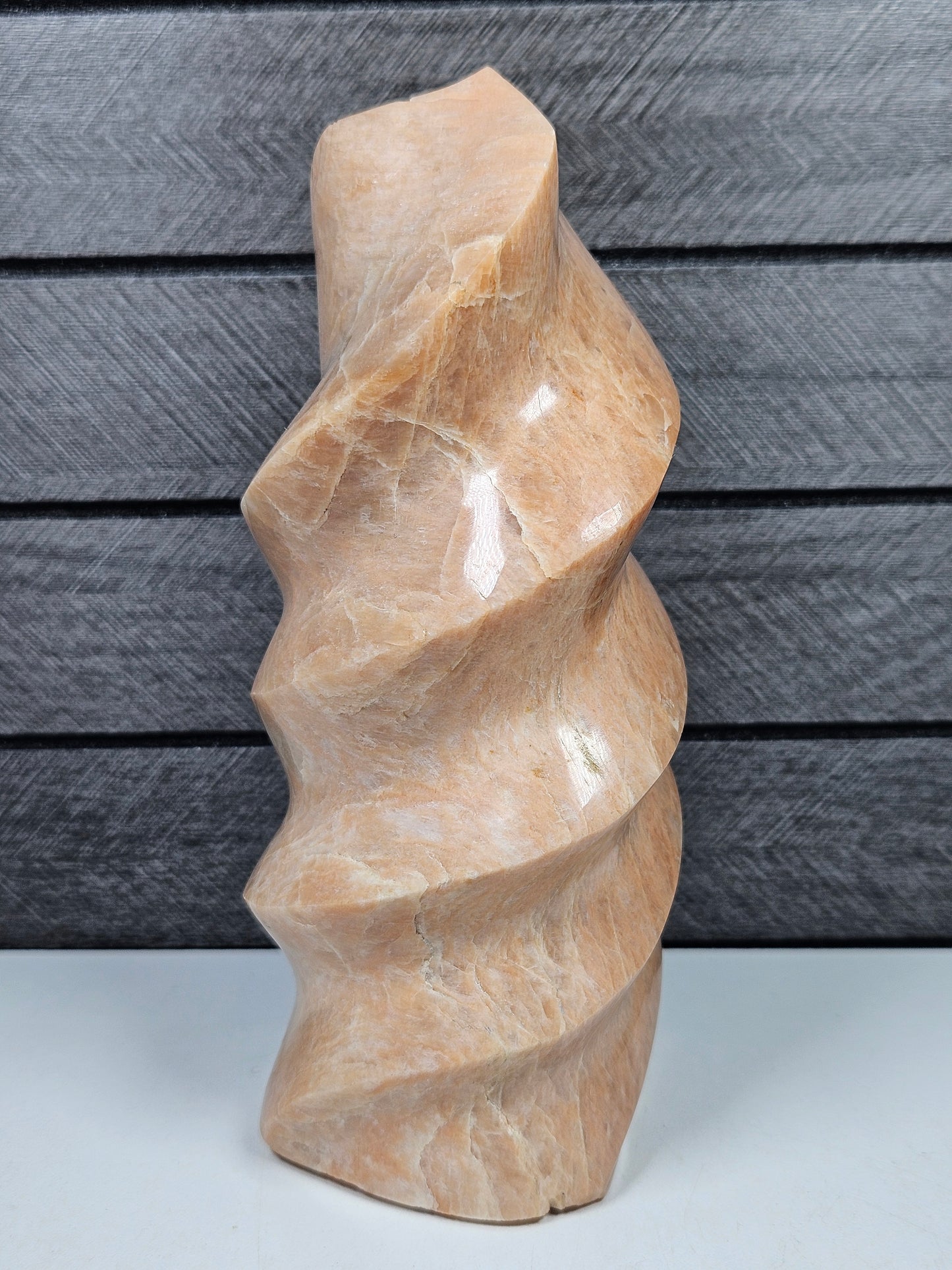 Rosa Mondstein Flamme/Skulptur 1090 Gramm