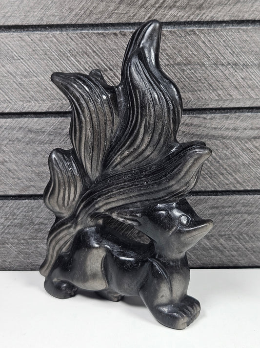 Zilver obsidiaan Ninetail fox 304 gram