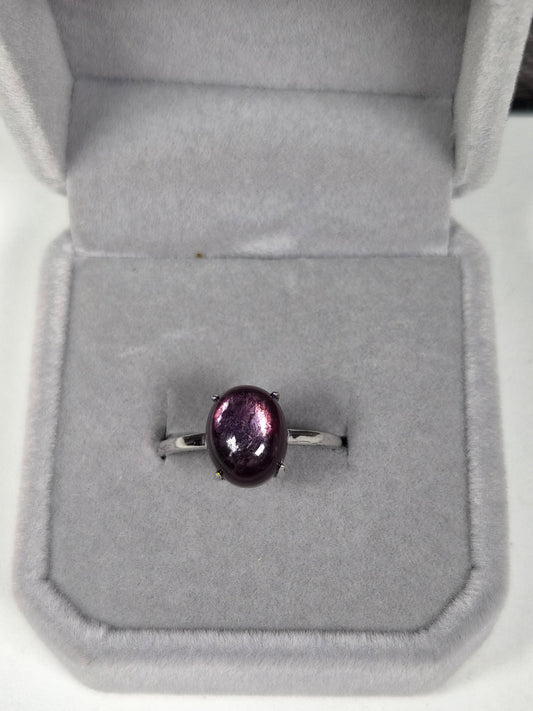 Paarse Mica s925 (zilver) verstelbare ring nr9
