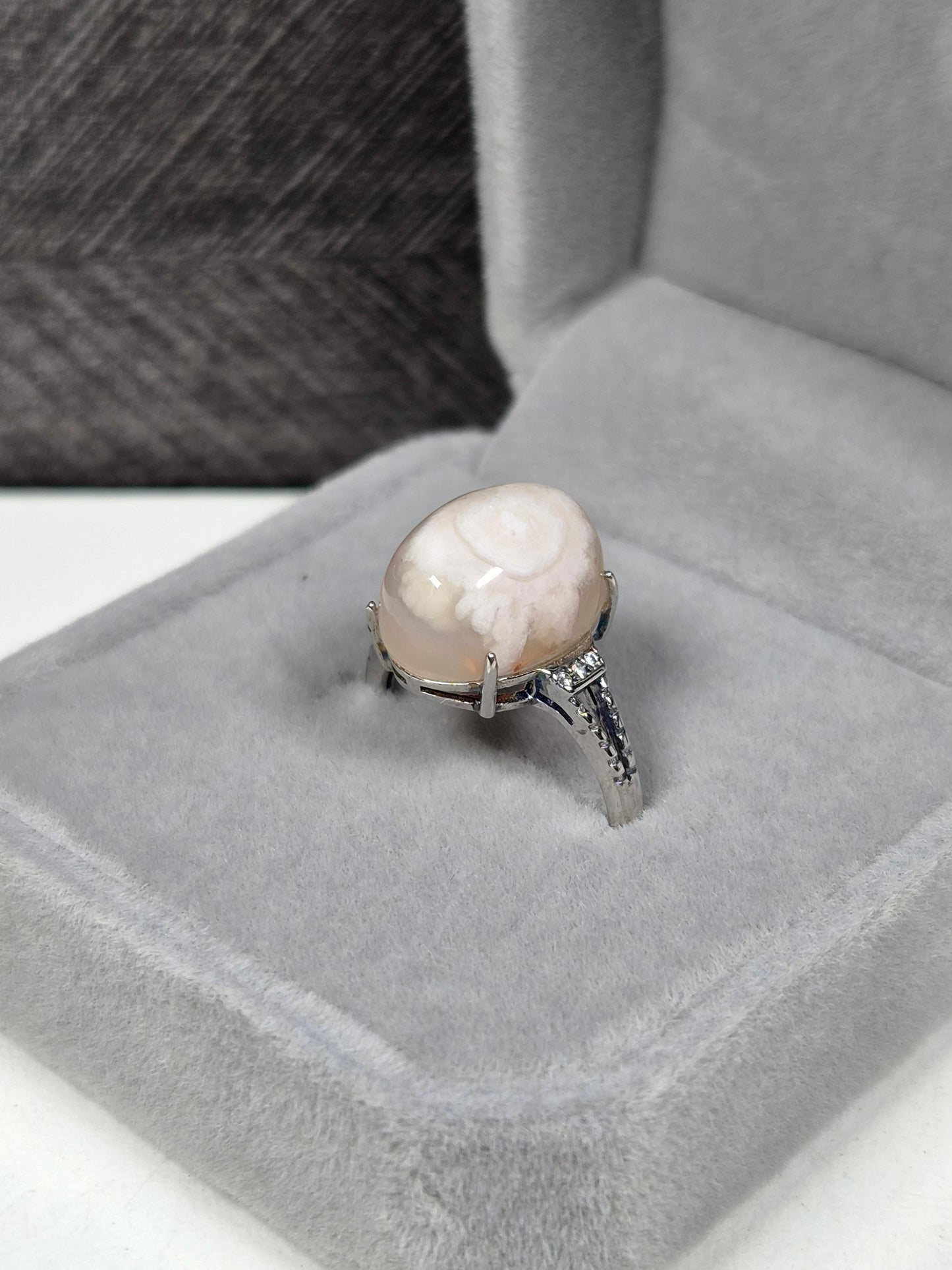 Bloemagaat s925 (zilver) verstelbare ring nr13