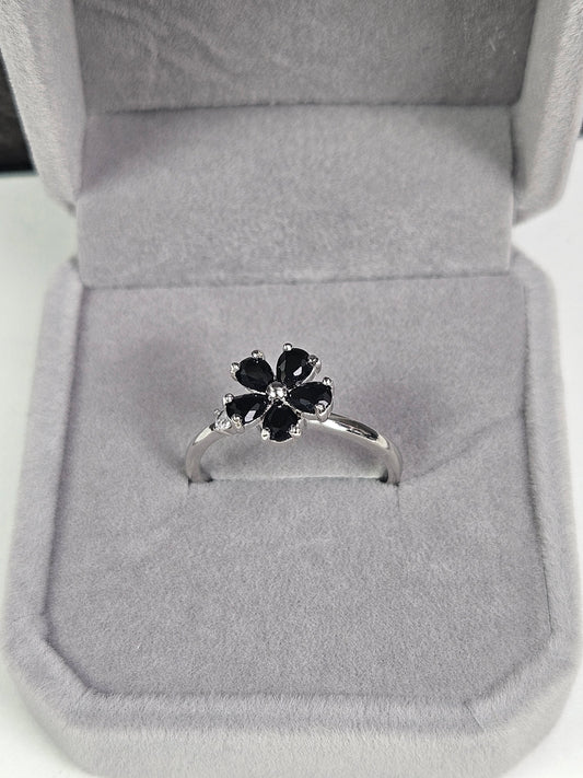 Obsidiaan s925 (zilver) verstelbare fidgetring nr5