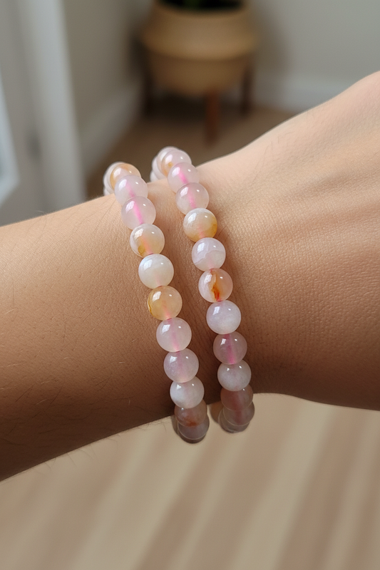 Bloemagaat armband 8mm