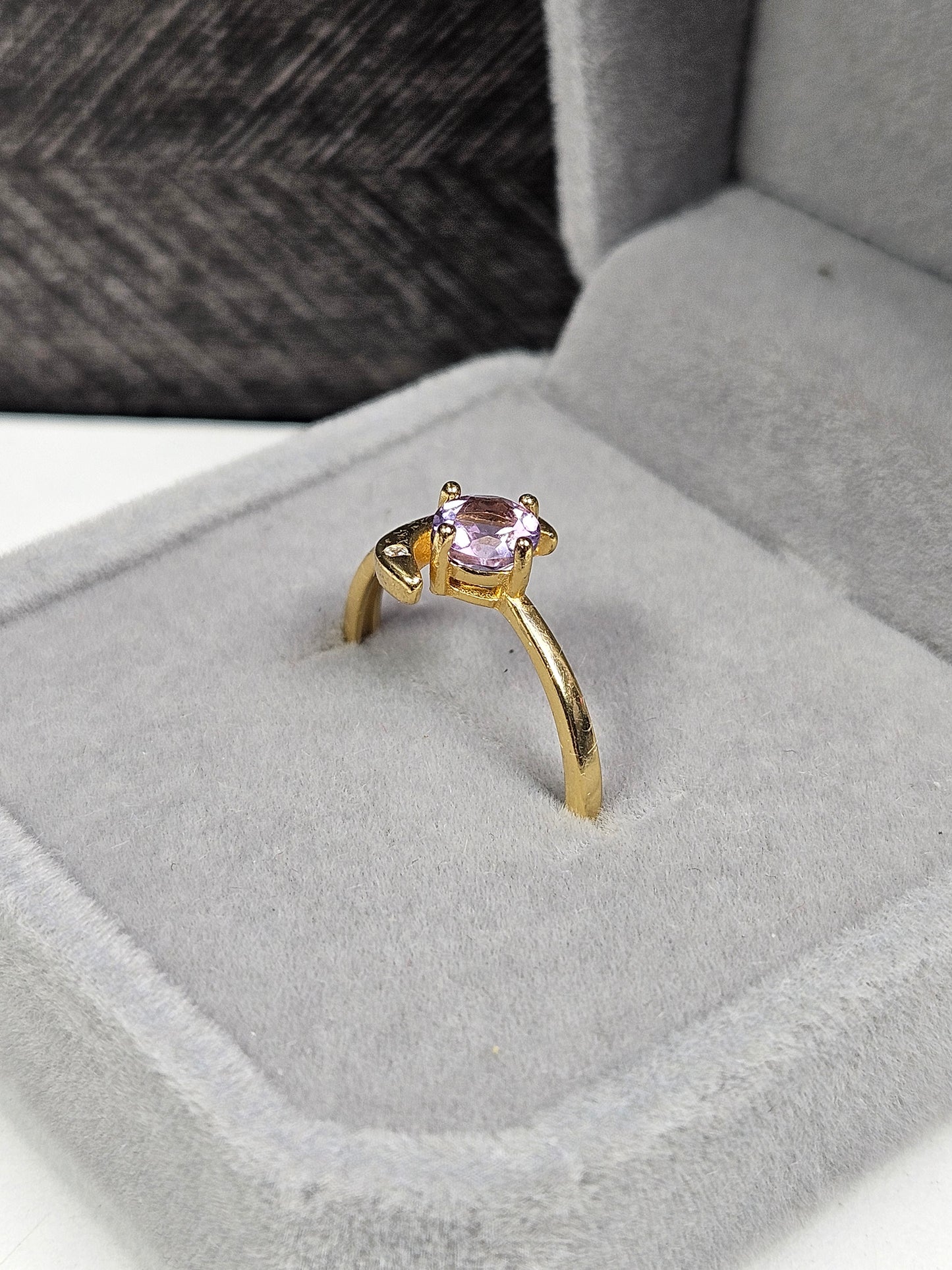 Amethist s925(verguld) verstelbare ring nr23