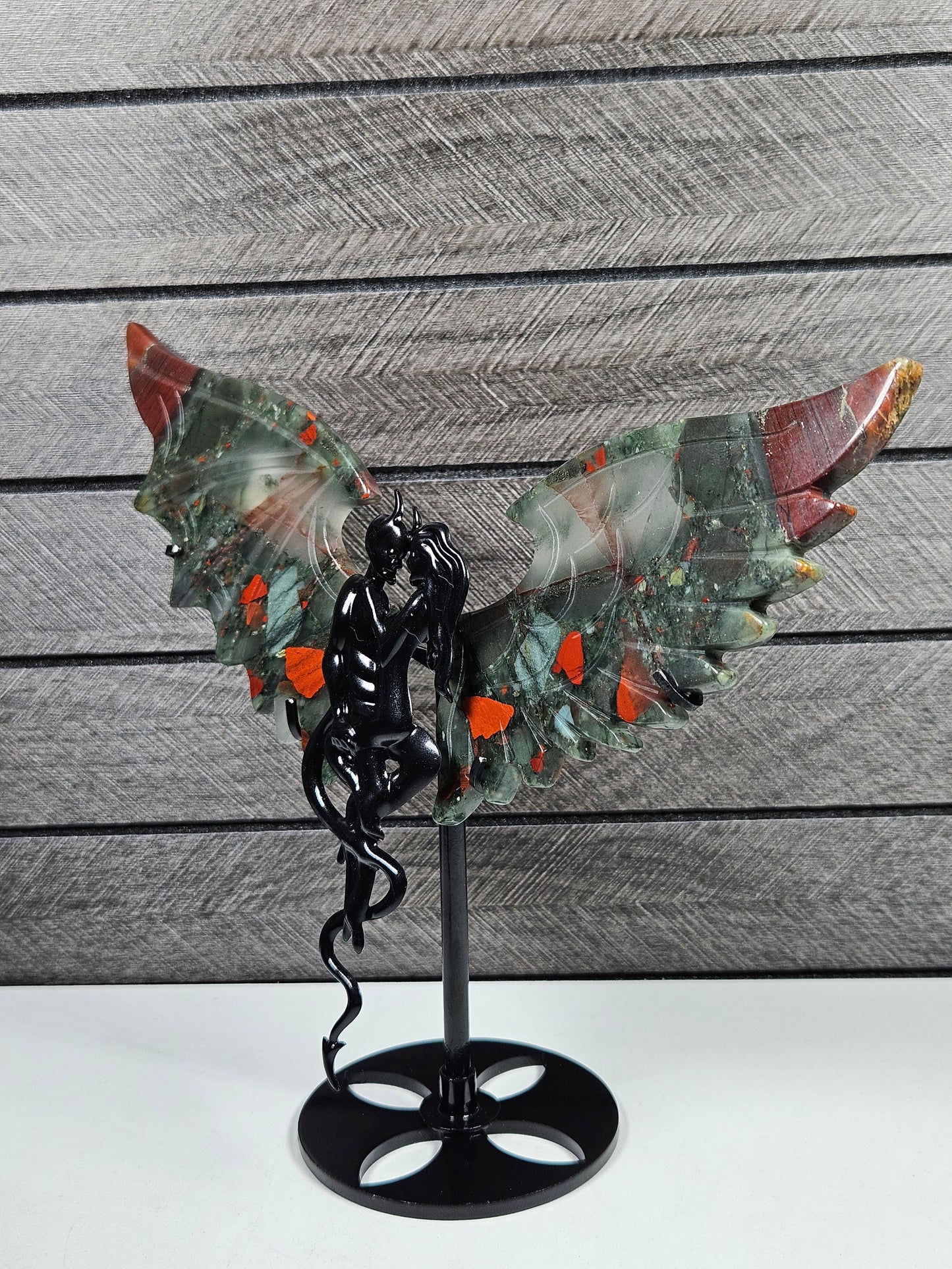 Afrikaanse bloedsteen duivel/engel koppel W20