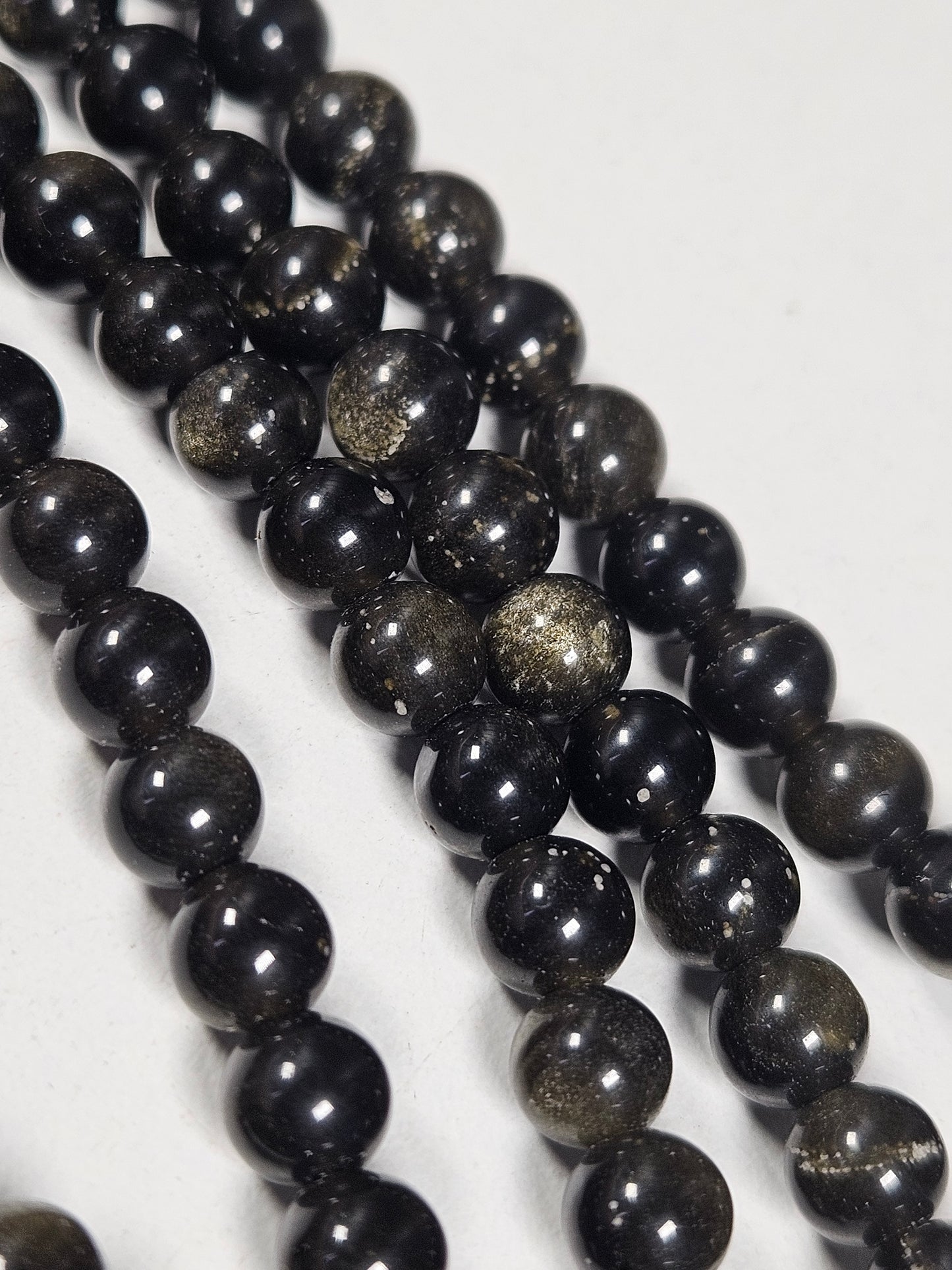 Goud Obsidiaan kralenstreng 6mm