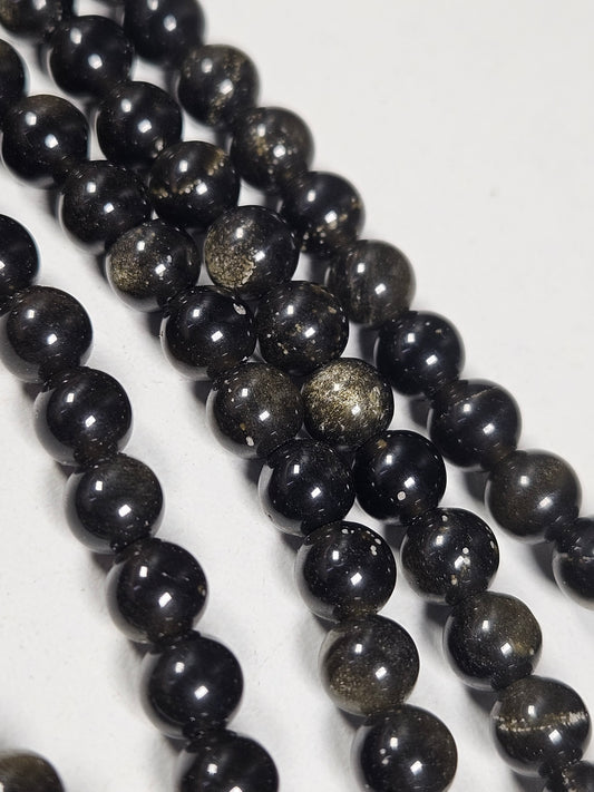 Goud Obsidiaan kralenstreng 6mm