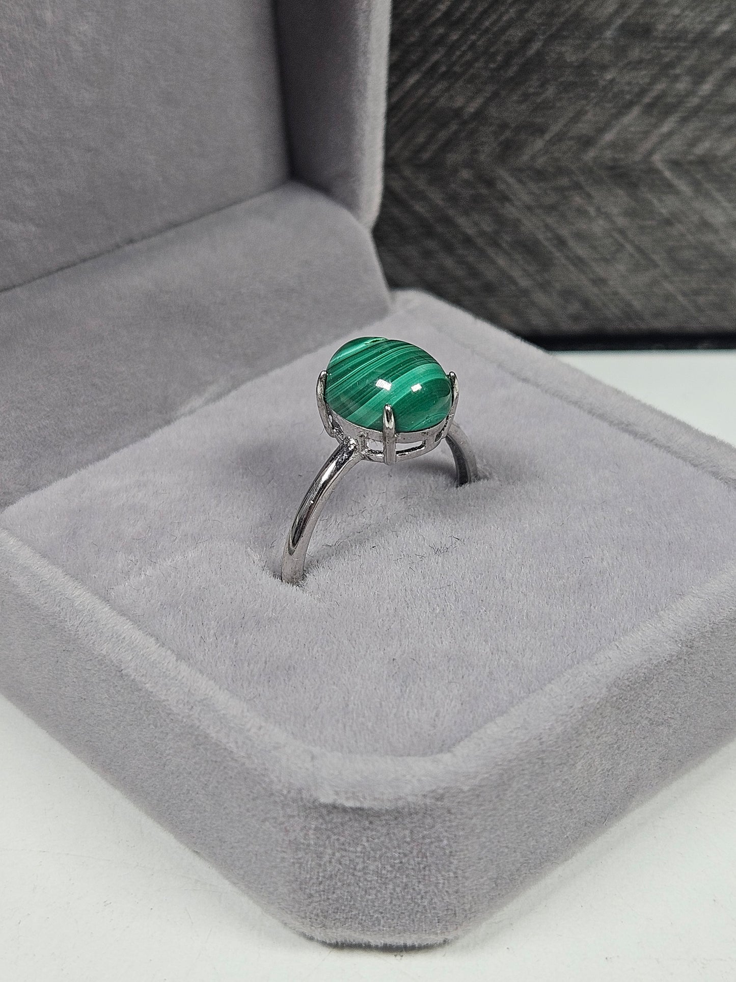 Malachiet s925 (zilver) verstelbare ring nr45