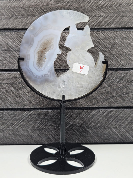 Agaat Kat in de maan op standaard nr 9