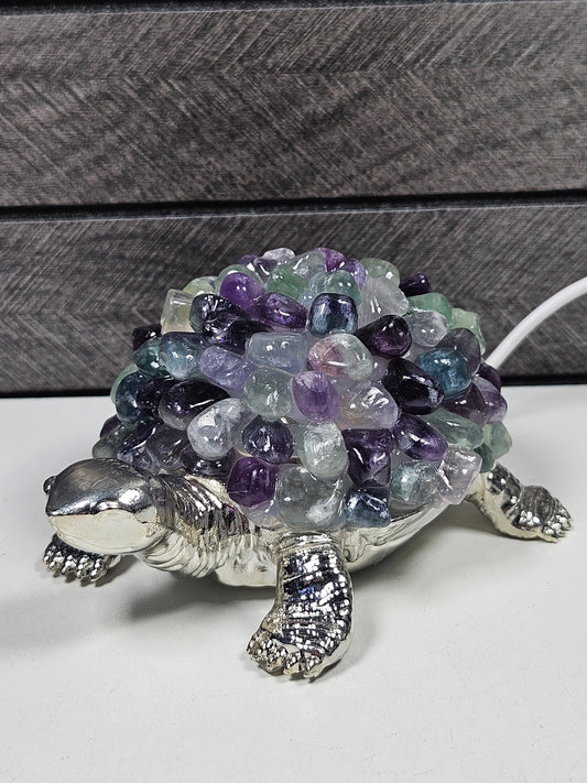 Fluoriet schildpad lamp USB Zilver