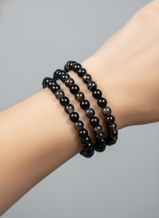 Zwarte agaat armband 6mm