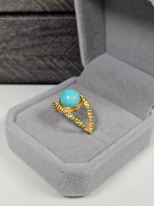 Amazoniet s925(verguld) verstelbare ring nr68