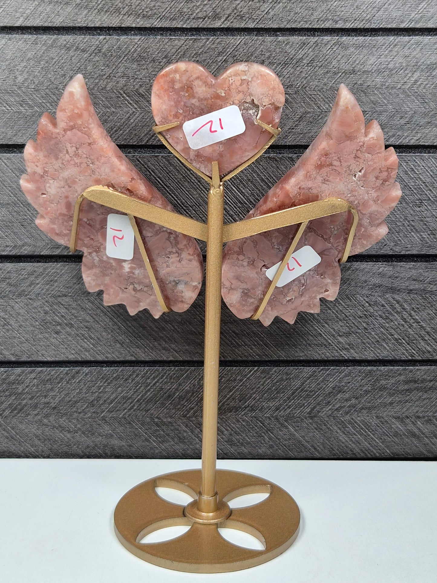 Roze Agaat Hart met Vleugels nr12