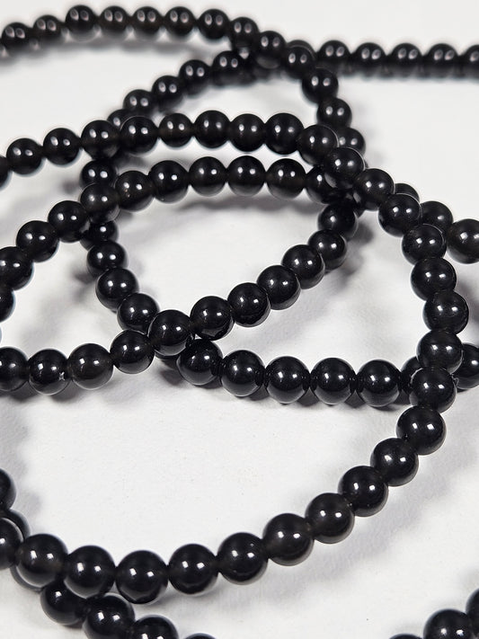 Zwarte obsidiaan armband 4mm
