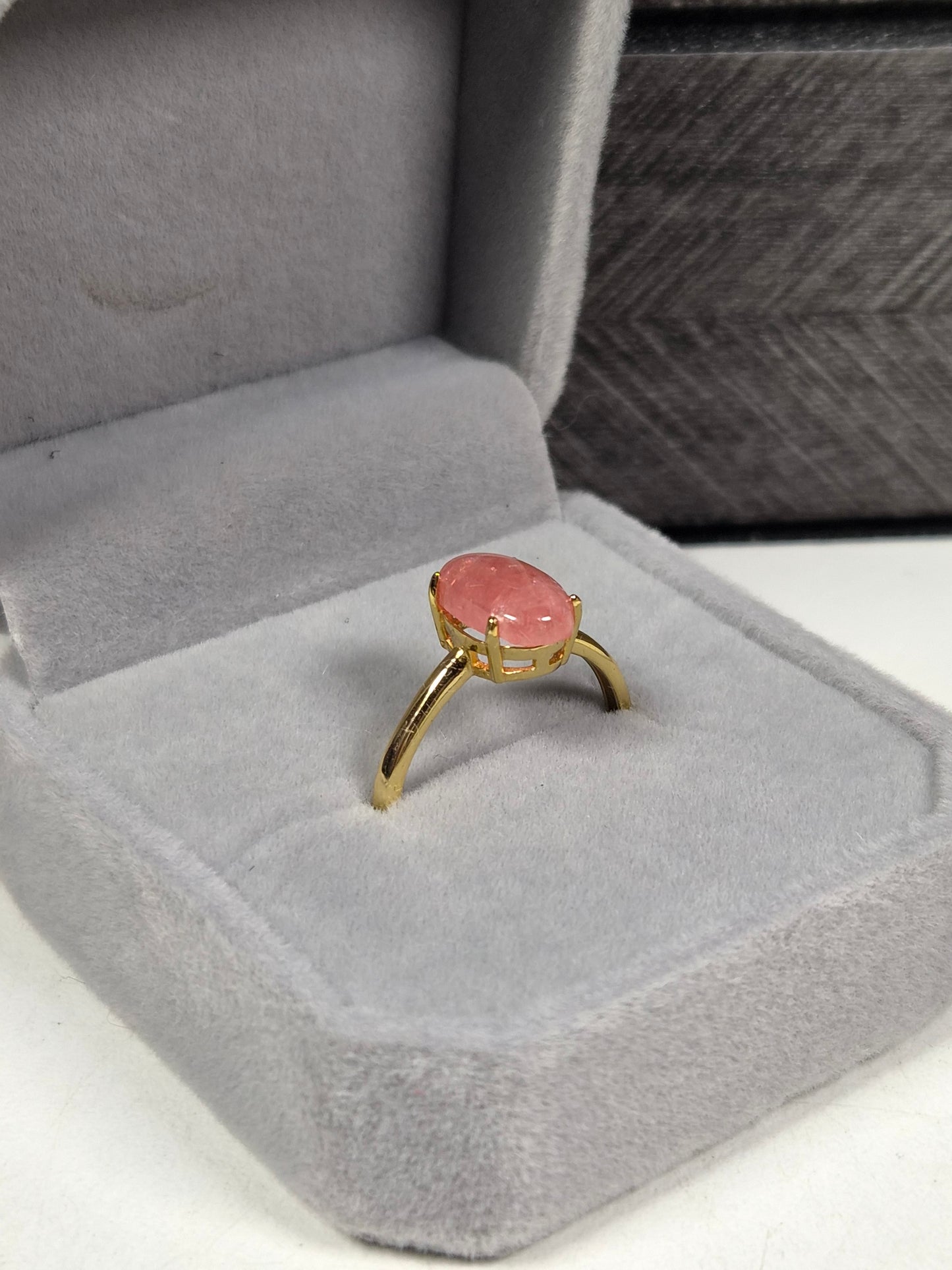 Rhodochrosiet s925 (verguld) verstelbare ring nr4