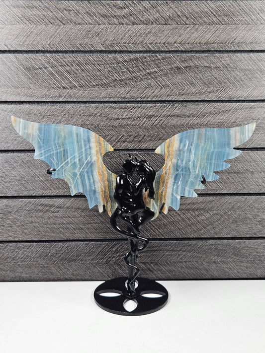 Blauwe Onyx duivel/engel koppel T28
