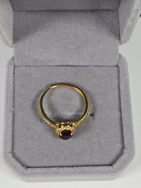 Granaat s925(verguld) verstelbare ring nr8