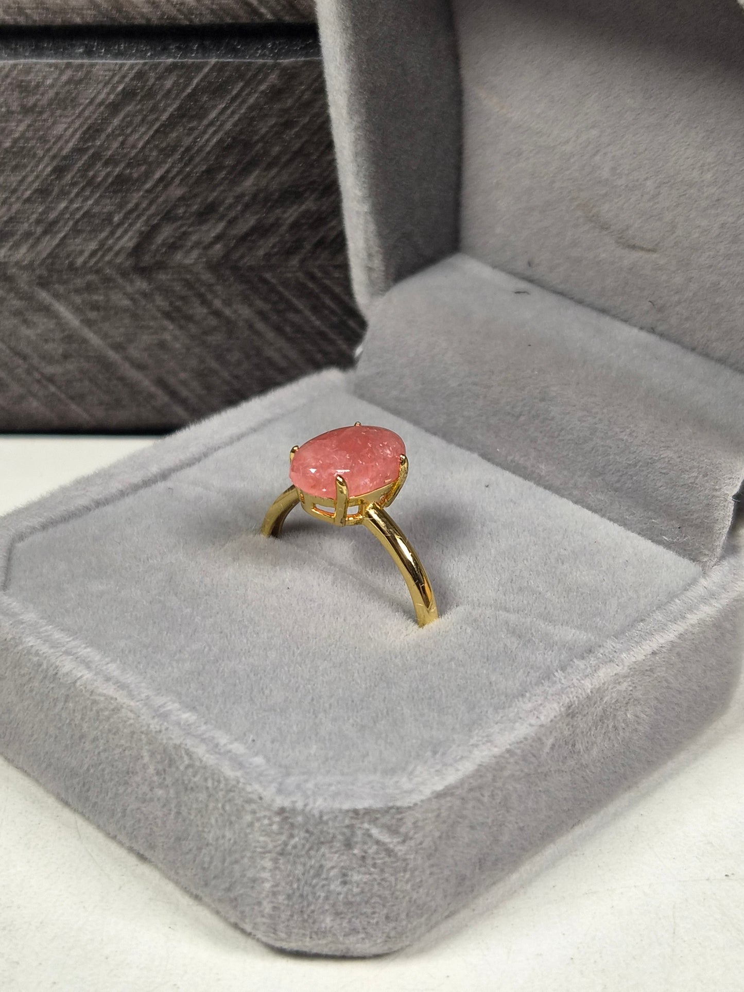 Rhodochrosiet s925 (verguld) verstelbare ring nr4
