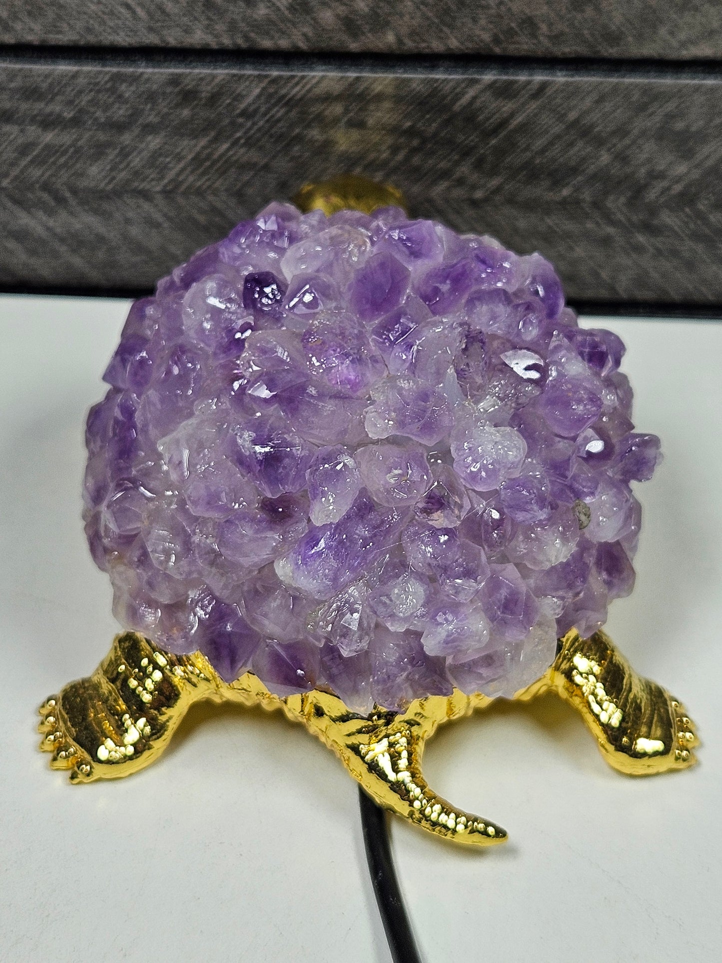 Amethist schildpad lamp USB Goud