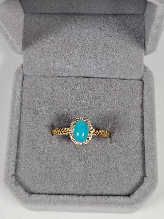 Amazoniet s925(verguld) verstelbare ring nr19