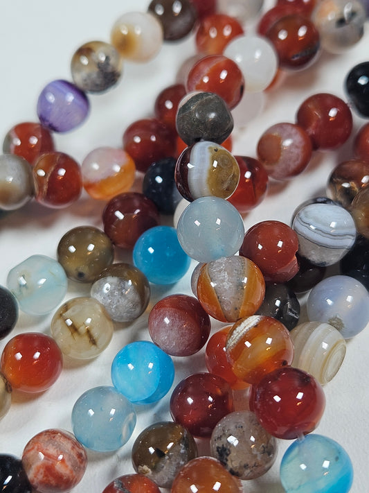 Agaat gemixt kralenstreng 8mm