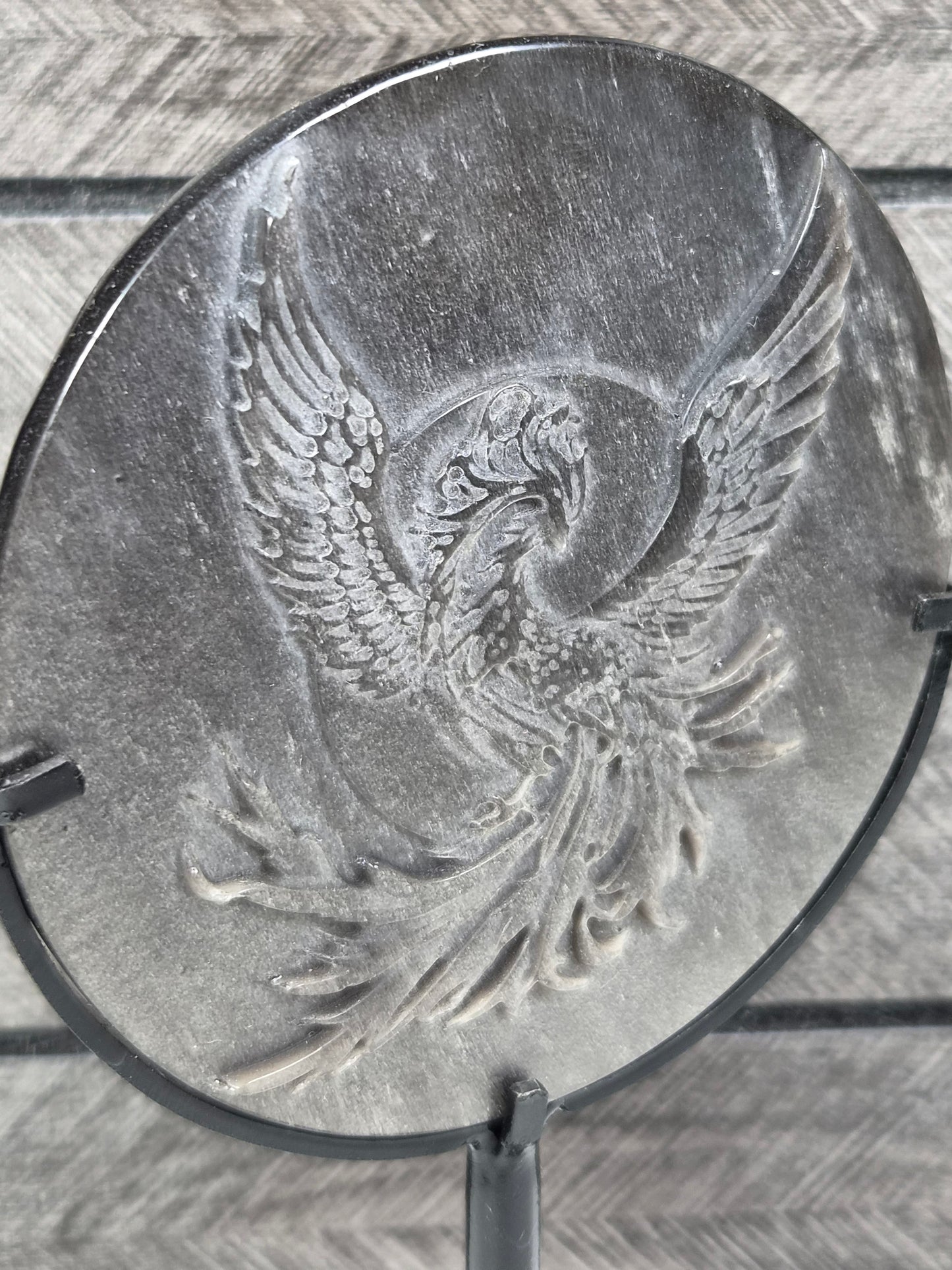 Zilver Obsidiaan Phoenix op Standaard
