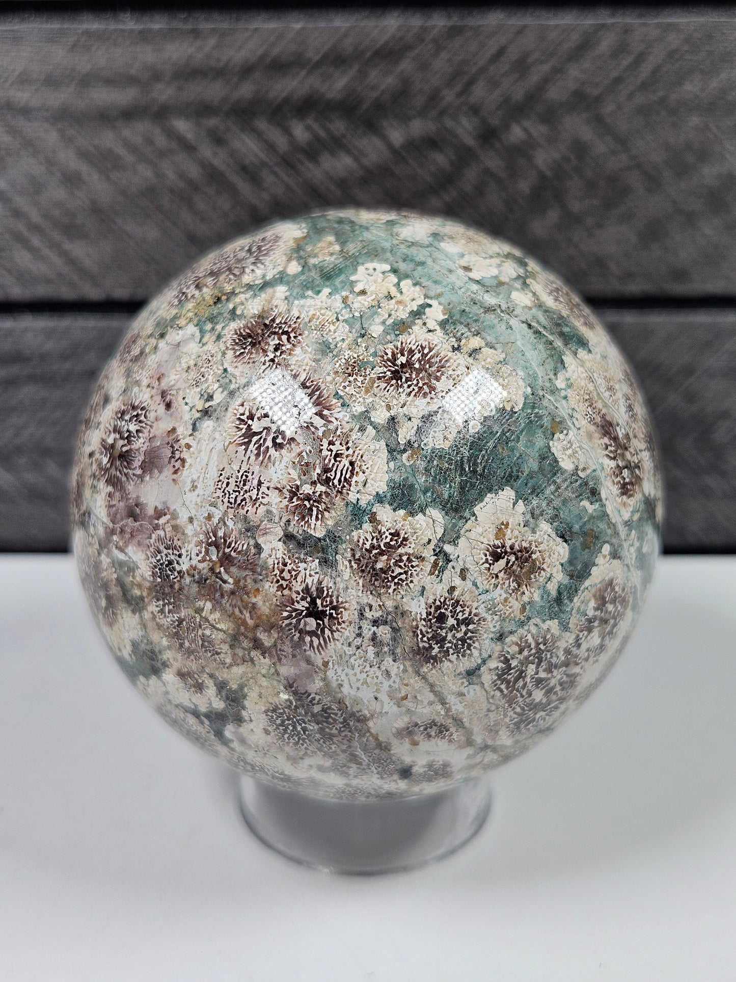 Groene bloem Jaspis bol 380 gram