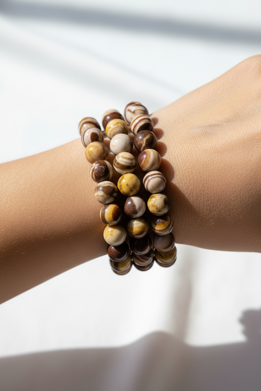 Chocolade Calciet armband 8mm