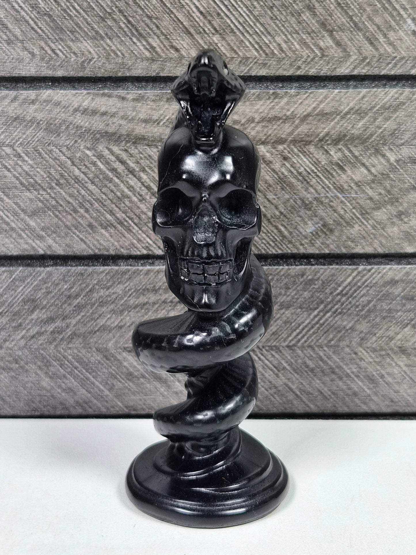 Obsidiaan Schedel met Slang