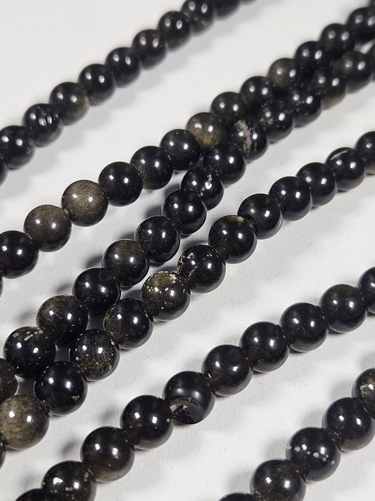 Goud Obsidiaan kralenstreng 6mm