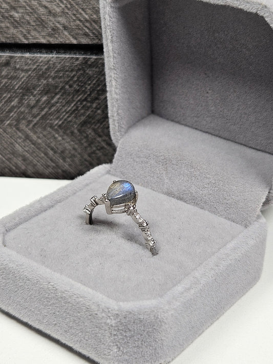 Labradoriet s925(zilver) verstelbare ring nr12