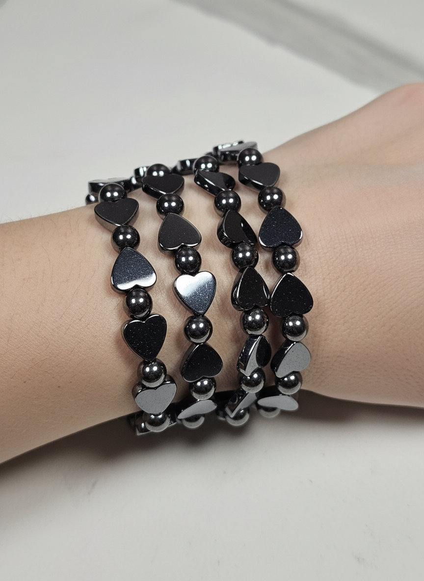 Hematiet hart armband 6-9mm