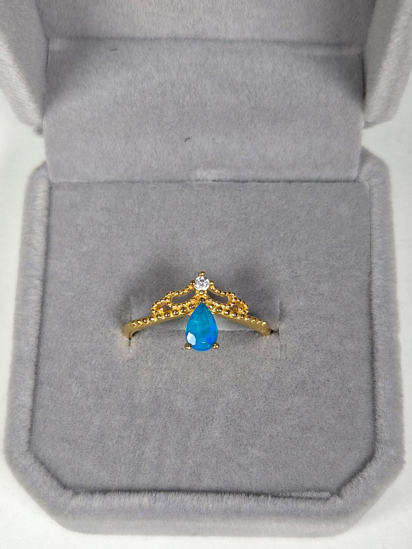 Blauwe Opaal s925 (verguld) verstelbare ring nr6