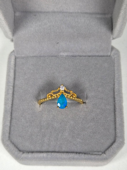 Blauwe Opaal s925 (verguld) verstelbare ring nr6