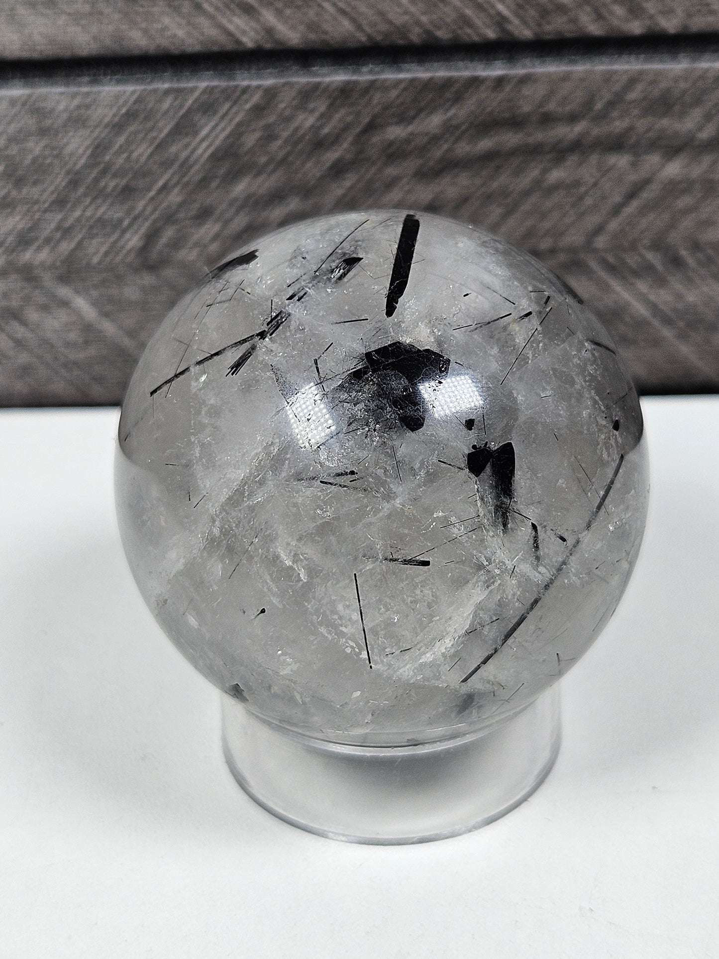 Zwarte toermalijn/kwarts bol 136 gram