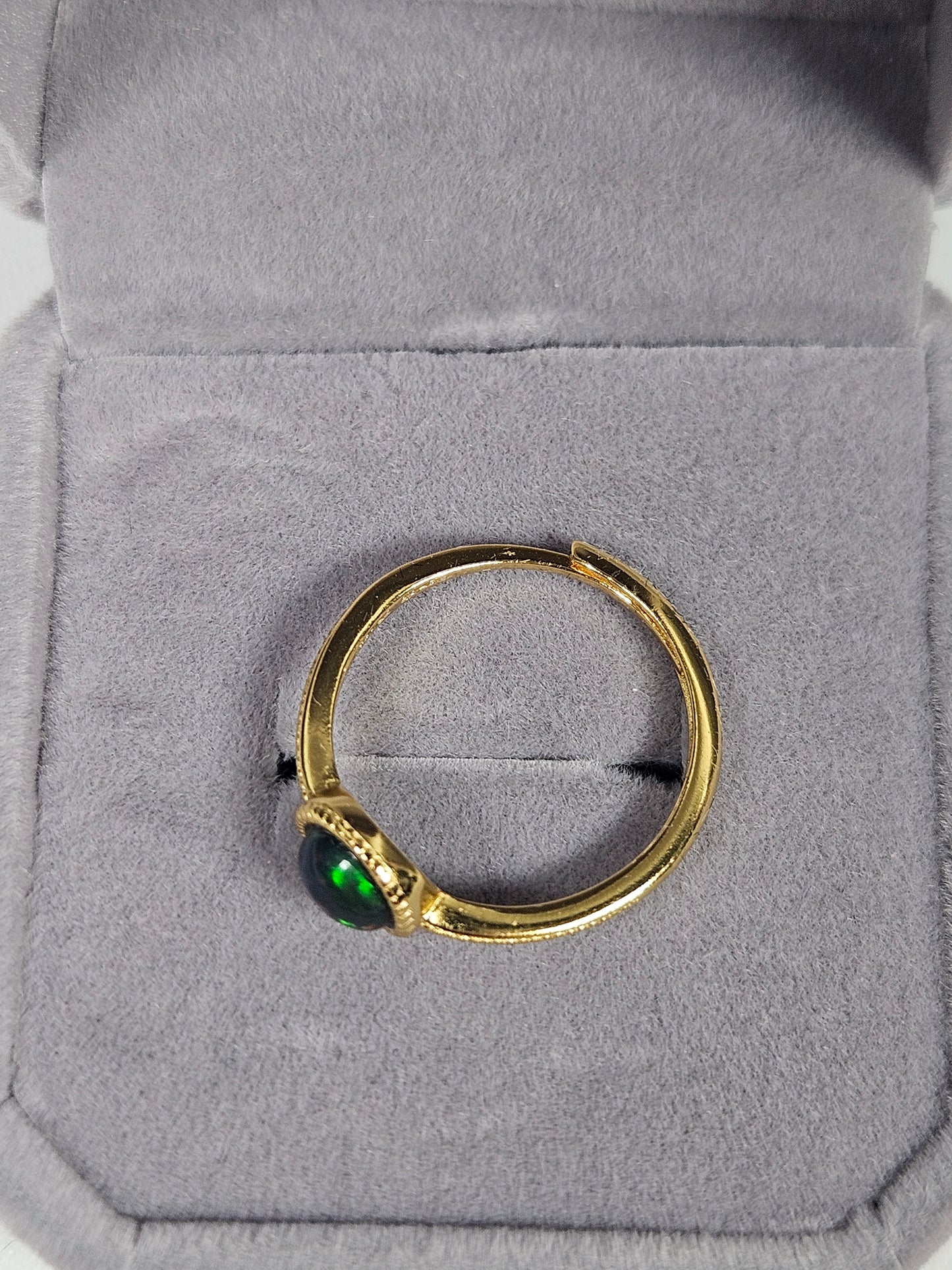 Zwarte Opaal s925 (verguld) verstelbare ring nr42