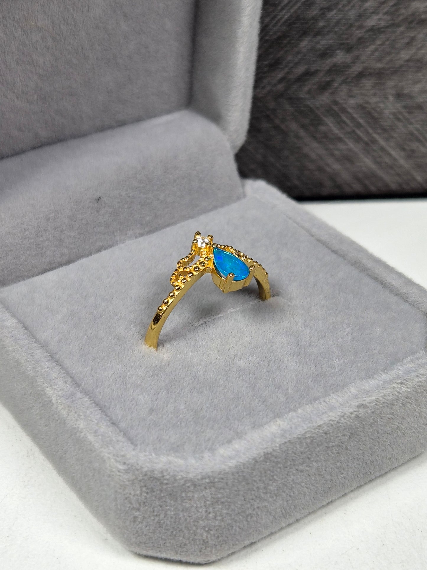 Blauwe Opaal s925 (verguld) verstelbare ring nr6