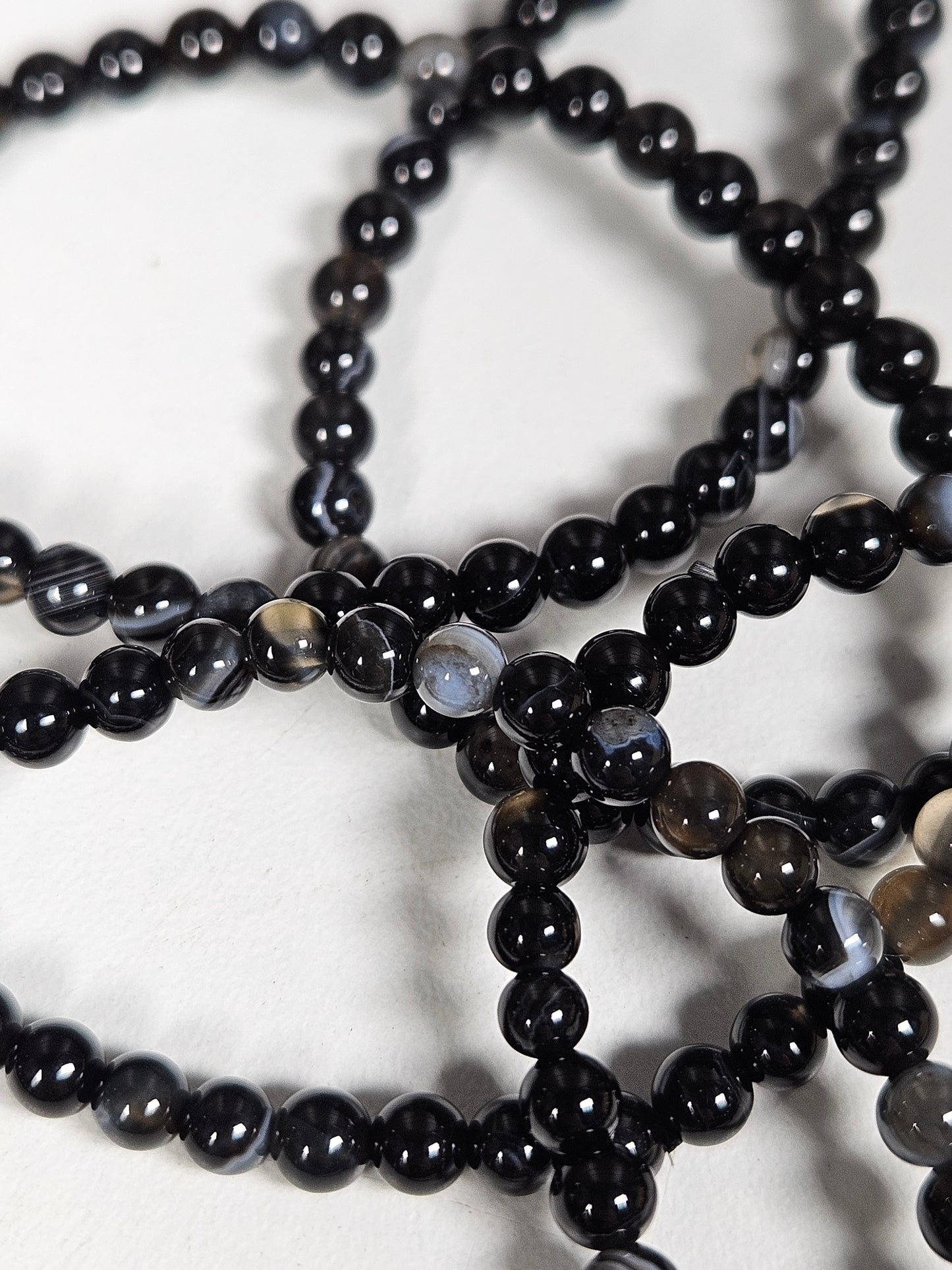 Zwarte agaat armband 4mm