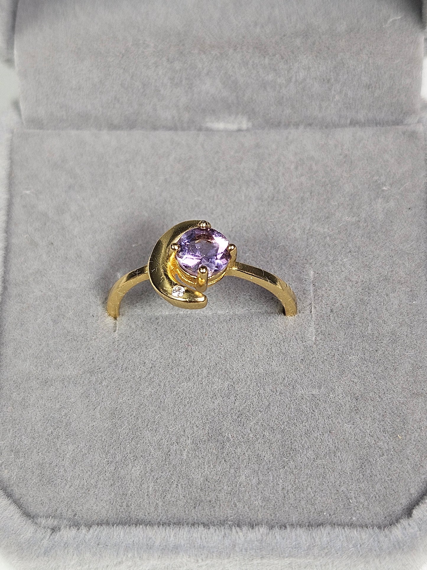 Amethist s925(verguld) verstelbare ring nr23